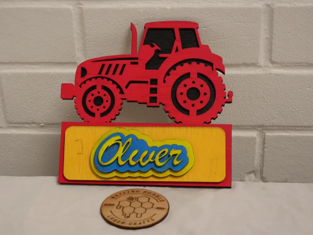 Children's Name Door Sign - Tractor