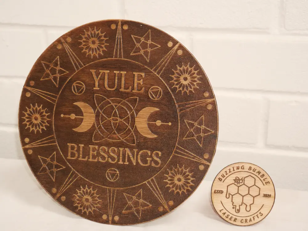 Yule Blessing Wooden Display - Inverted Version