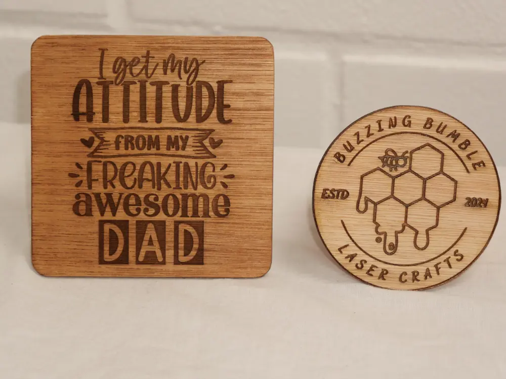 Wooden Coaster - Dad Attitude