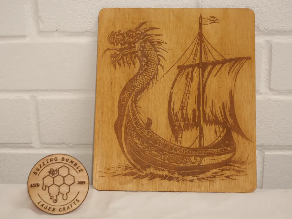 Wooden Engraved - Viking Long Boat