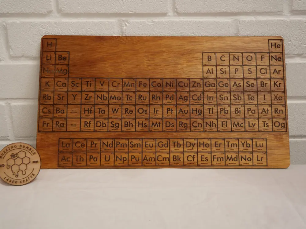 Large Engraved Wooden Periodic Table