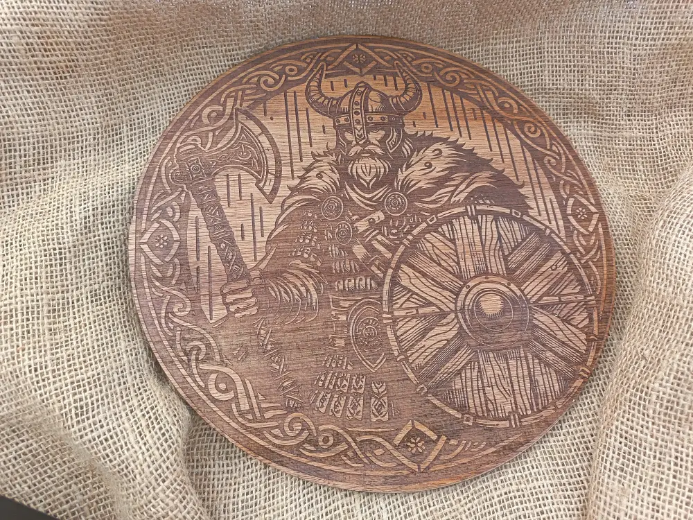 Large Wooden Viking Warrior Engraving