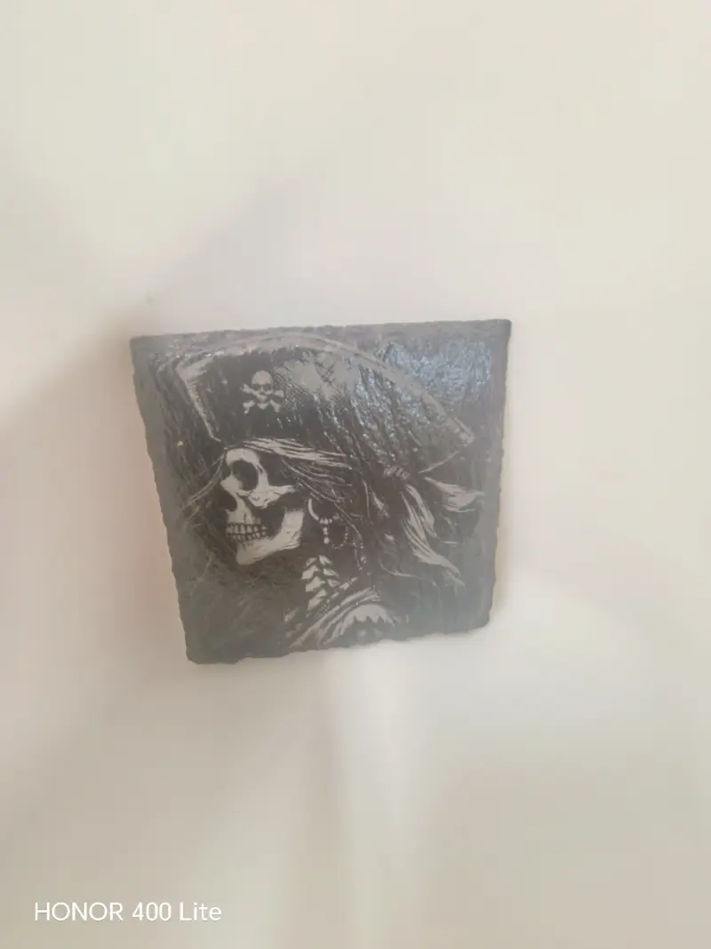Female Pirate Skull Slate Coaster Design 2