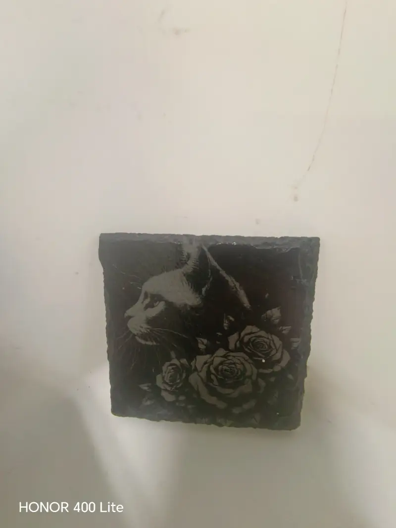 Slate Coaster Dark Cat Design 4