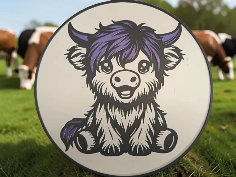 3d printed highland cow plaque