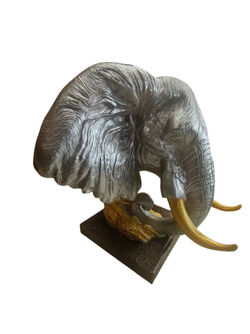 Hand Painted 3D Elephant Bust