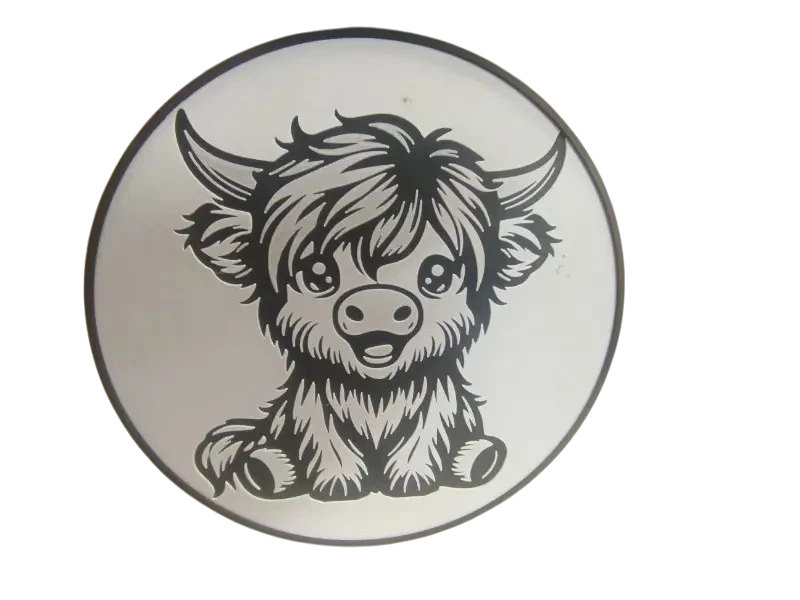 3D printed pet plaque highland cow plain